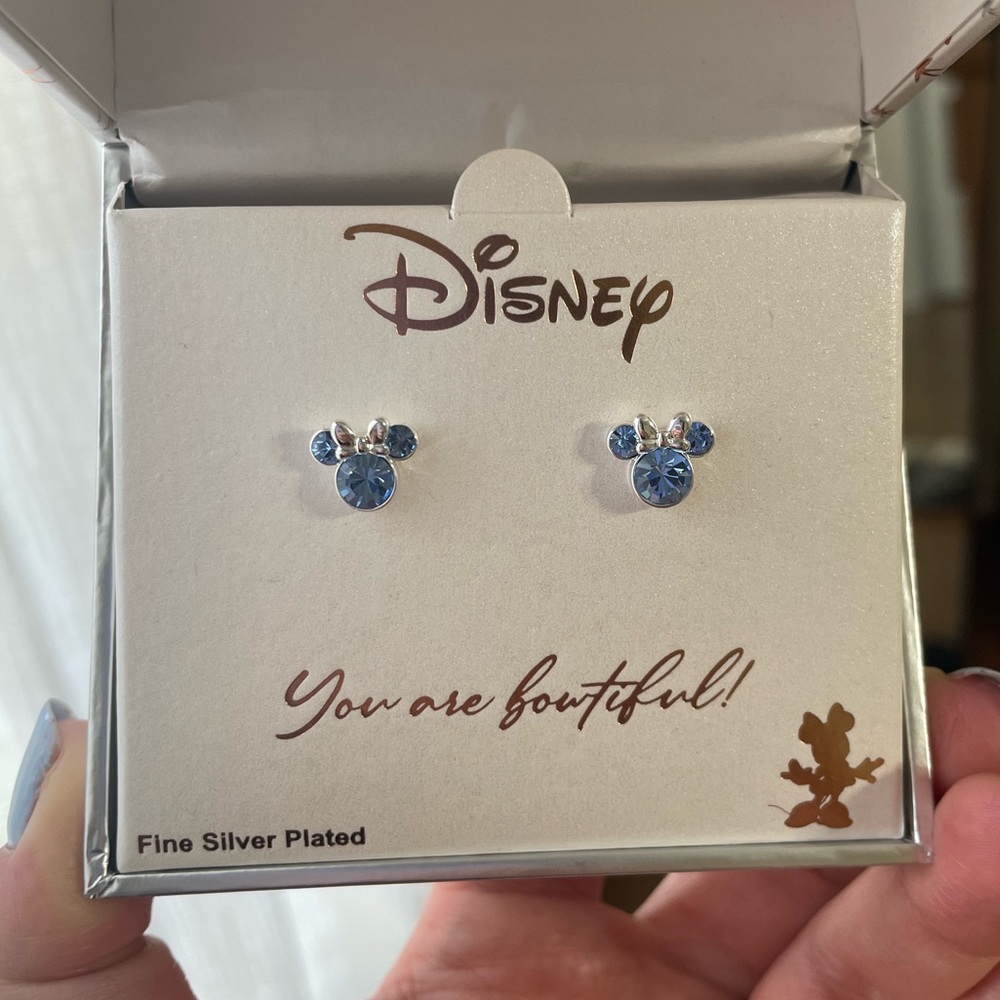 Minnie Mouse Blue Crystal Stud Earrings | Disney